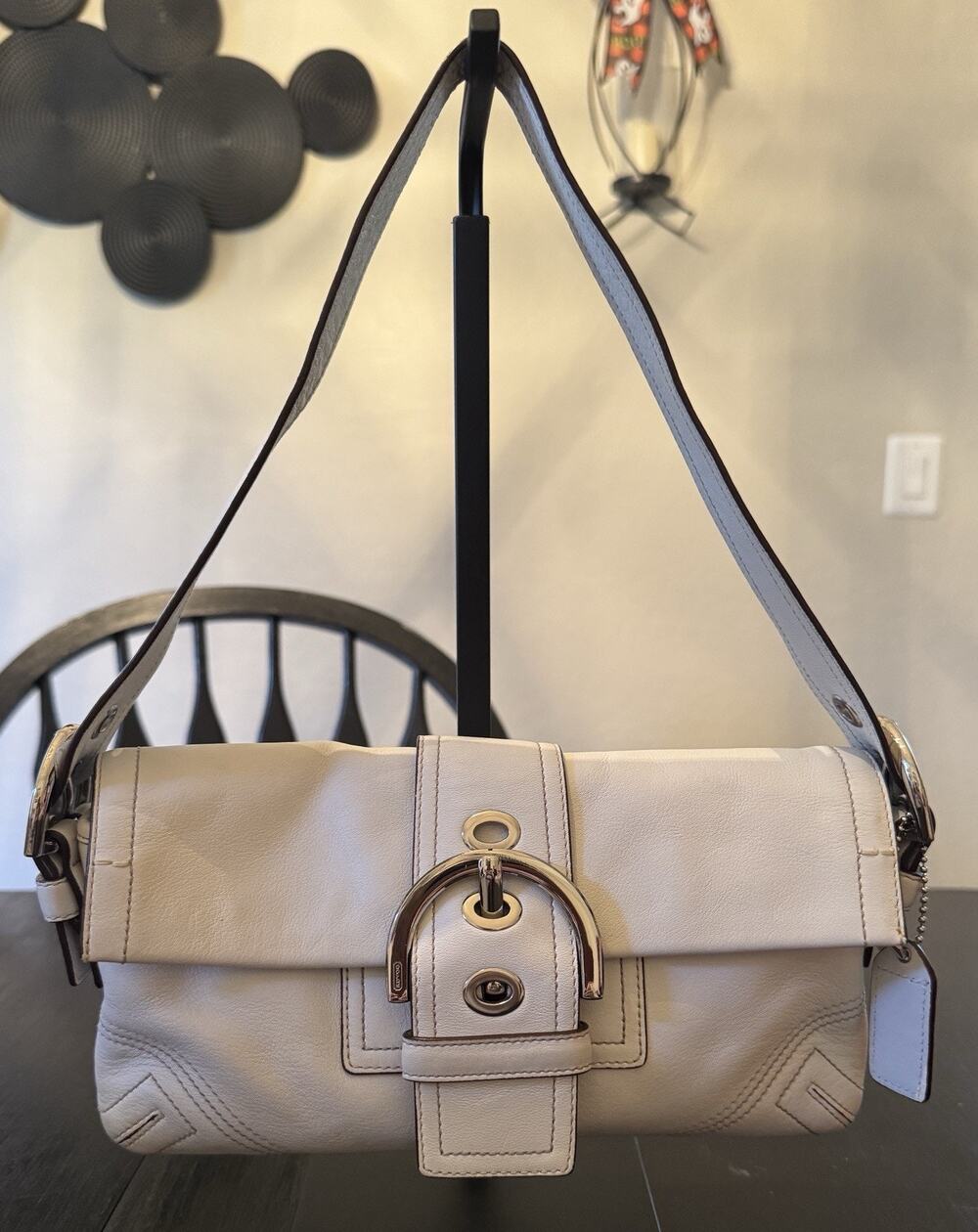 Vintage Y2K Coach SoHo Small Flap Shoulder Bag White